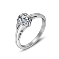 Elegant silver solitaire ring featuring a six-prong round cut moissanite diamond setting - US Size 9 / Solitaire Ring(SA187)