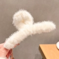 Pince à cheveux en fausse fourrure blanche pour coiffures d'automne et d'hiver, grand format - 34# Pince Peluche Blanche