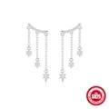 S925 sterling silver long tassel star earrings with sparkling white cubic zirconia - 925 Silver / Platinum #2