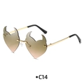 Frameless heart shaped sunglasses with devil horn details and gold gradient lenses - Tea Pink Gradient
