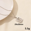 Silver geometric rectangle spiral necklace pendant 29x20mm stainless steel jewelry - Silver Geometric Spiral