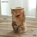 Rustic 15cm birch wood pillar candle holder with natural bark finish for holiday decor - Log Style Height 15cm (Without Candle) (ABZT10-3)