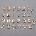 Golden A-Z alphabet charms set with sparkling rhinestones for DIY jewelry making - Rhinestone Alphabet Set (DY147) / Set of 26 / Style 32 Four Rhinestones