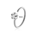Silver 8mm stainless steel C-shaped nose ring with a clear zircon flower crystal - Star Style (2602-2) / Silver