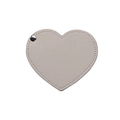 Portable heart-shaped PU leather makeup mirror in beige with stitched edge and rivet detail - Pearlescent Gray