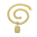 Iced out gold Cuban link necklace with a sparkling diamond-encrusted cross pendant - With 50cm Cuban Chain / Gold