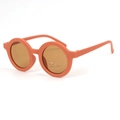 Matte orange round frame kids sunglasses with UV400 protection and CE certification - Sand Orange Red (Standard)