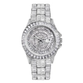 Orologio di lusso argento con zirconi a baguette e datario con lente d'ingrandimento - Argento