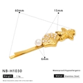 Barrette en acier doré 18 carats ornée d'une perle blanche, d'un coquillage et d'une étoile - Style Mixte Coquillage Étoile de Mer Perle Doré (NB-H1030) / Or 18 carats