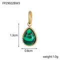 Green malachite teardrop pendant with gold stainless steel base for DIY jewelry - Malachite Pattern Green - Water Drop Pendant
