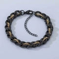 Detail of mixed black resin and gold steel curb chain with lobster clasp and extender - Black Main Chain With Gold Thin Chain (KB210165-Z)