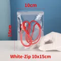 Transparent PVC jewelry zip bag with white seal, 10x15cm size for rings and necklaces - 10x15cm/26 Silk Thickness / Clear