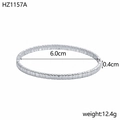 Silver stainless steel textured bangle with geometric pattern and 6cm inner diameter - Inner Diameter 6.0cm Width 0.4cm / Silver (Segmented Texture)