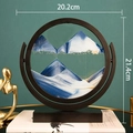 Blue and gold circular 3D moving sand art decor with black frame and 21.4cm height - 8 Inch Rotate Blue