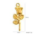 14K gold-plated stainless steel rose pendant accessory, 25mm height and 1.2g weight - 36 Rose Flower