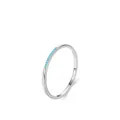 S925 Sterlingsilber Ring minimalistisch mit Türkissteinen und poliertem Finish - US-Größe 6 / Türkis Weißgold