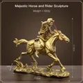 Golden resin cowboy riding horse sculpture ornament in vintage European style - Successful Horse (Gold Cowboy)