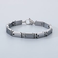 Minimalistisches silbergraues Wolframstahl-Armband mit H-Gliedern und gebürstetem Finish - Silber (KB186891-TS)