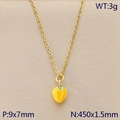 Gold stainless steel necklace with small yellow fruit pendant and size parameters - Yellow Leaf Fruit (KN292112-Z)
