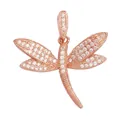 Rose gold dragonfly pendant accessory with white zircon inlay for jewelry making - Silver L352089-Rose Gol
