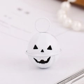 White metal pumpkin bell with jack-o-lantern face and hanging ring for Halloween decor - 24mm / Painted White