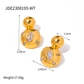 18k vergulde chunky dubbellaagse bolvormige oorringen met sprankelende strassteentjes - Helder Marquise Steen Stijl (JDE2308195-WT)