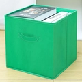 Foldable green non-woven fabric storage cube with handle for drawer organization - Cloth Handle / Large (28*28*28cm) / Green