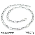Silver geometric link chain necklace in stainless steel, 650x7mm and 27g weight - Style A Steel Color Necklace 65cm (KN228633-Z)