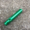 Outdoor emerald green aluminum survival whistle with a portable silver key ring - Green