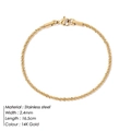 Detail der 2,4 mm 14K vergoldeten Edelstahl-Popcornkette mit Karabinerverschluss - 16.5cm / Gold
