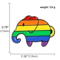 Rainbow elephant enamel brooch pin with dimensions 2.8cm width and 2.0cm height - Rainbow Striped Elephant Style (A00950)
