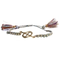 Detail of colorful braided rope bracelet with gold infinity symbol and white zircon stones - Gold Infinity Colorful Rope