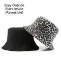 Double-sided reversible bucket hat featuring classic black and grey leopard print canvas - Gray Leopard/Black (Reversible)