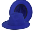Classic royal blue wool felt fedora hat with wide brim and internal sweatband detail - Thickened Hardened Royal Blue