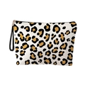 Stylish leopard print makeup bag with black zipper and portable handle on white background - Leopard Print With Carry Strap (xy-106)