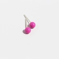Pendientes de bola en esmalte magenta con postes de plata de ley S925 pura - Rosa brillante
