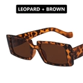 Retro rectangular sunglasses with leopard print frame and brown tinted lenses - Leopard / Brown