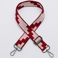 Adjustable wide replacement strap with burgundy and beige geometric pattern and metal clasps - No. 317 / Gunmetal