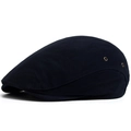 Classic navy blue flat top cotton beret hat with breathable side metal eyelets - Adjustable / Navy Blue