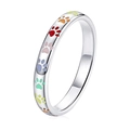 Charmante zilveren ring met kleurrijke regenboog pootafdrukken en gepolijste afwerking - US 7 / Witgoud
