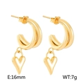 Orecchini a cuore dorato con design a doppio anello, diametro 16mm e peso 7g - Oro