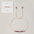 Handmade July birthstone bracelet with ruby red beads and adjustable cream cord - July-Ruby (Card Pack)