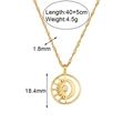 Collar de acero inoxidable dorado sol luna con cristal y cadena de 40+5cm largo - Collar de Colgante de Sol Luna Calado 18mm (Dorado)