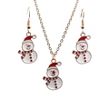 Christmas snowman jewelry set with necklace and earrings in gold-tone alloy and enamel - Christmas Snowman Earrings Necklace Set