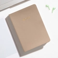 Mini A6 portable faux leather notebook in light beige with gold NOTES embossing - Mushroom