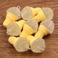 DIY colorful resin ice cream charms with transparent dots on a wooden background - Clear