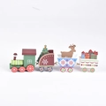 Variante trenino di Natale in legno verde con vagoni colorati e addobbi festivi - Trenino colorato