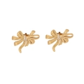 Elegant gold bow earrings with small rhinestones, stainless steel fashion jewelry - Rhinestone Decorated Bowknot Stud Earrings(9#)