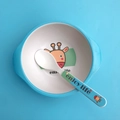 Detail von Kinder-Geschirrset aus Bambusfaser mit Giraffen-Motiv in Blau - Giraffe