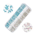 Detailed view of 12-slot box with lake blue and AB crystal glass flatback nail art rhinestones - AB & Lake Blue (A1039-02)